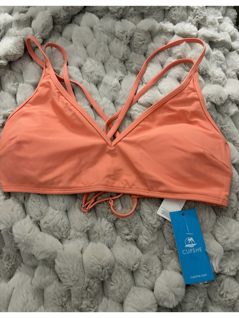 Cupshe Coral Strappy Bikini Top Lg NWT